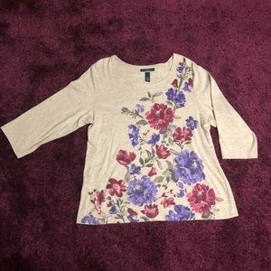 Karen Scott Gray 3/4 Sleeve Top